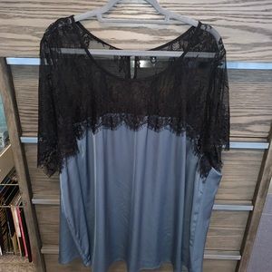 Torrid 5x Blue and Black Lace Blouse